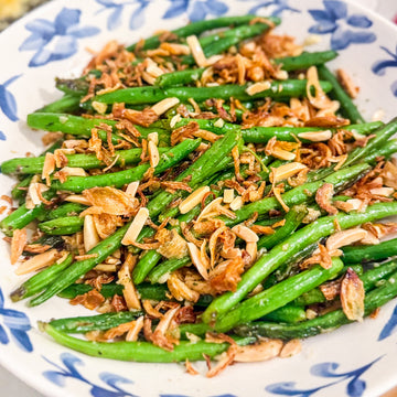 Garlic Herb Green Bean Casserole with Crispy Shallots & Almonds