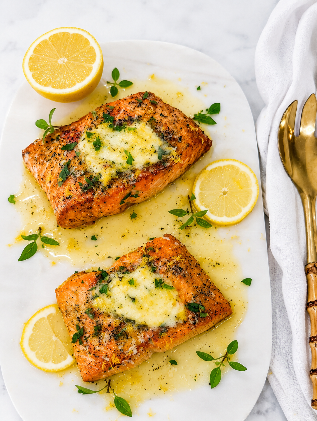 Baked Lemon Butter Garlic Salmon Filets
