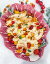 Stuffed Shells with Smoked Chicken &amp; Gouda - Pasta shells filled with smoked chicken and Gouda, baked in a sage brown butter Alfredo sauce with blistered cherry tomatoes