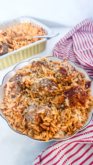 Frozen Italian-Style Meatballs with Tomato-Parmesan Orzo