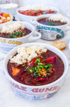 Frozen Chicken and Sausage Gumbo - Creole chicken, smoked sausage, onion, bell pepper, celery, garlic, roux, chicken stock, Creole seasoning, bay leaf, green onions