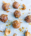 Protein Energy Balls - Rolled oats, almond butter, dates, chia seeds, salted honey, cacao nibs