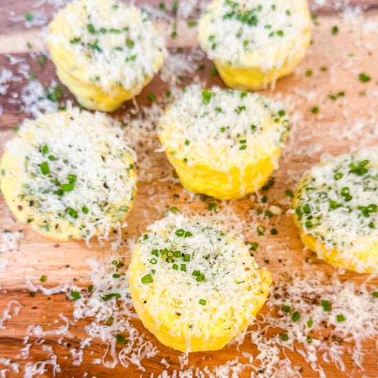 Parmesan, Coastal Cheddar and Chive Egg Bites